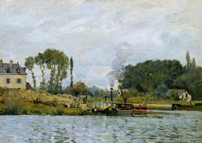 Boats at the lock at Bougival, 1873 by Alfred Sisley